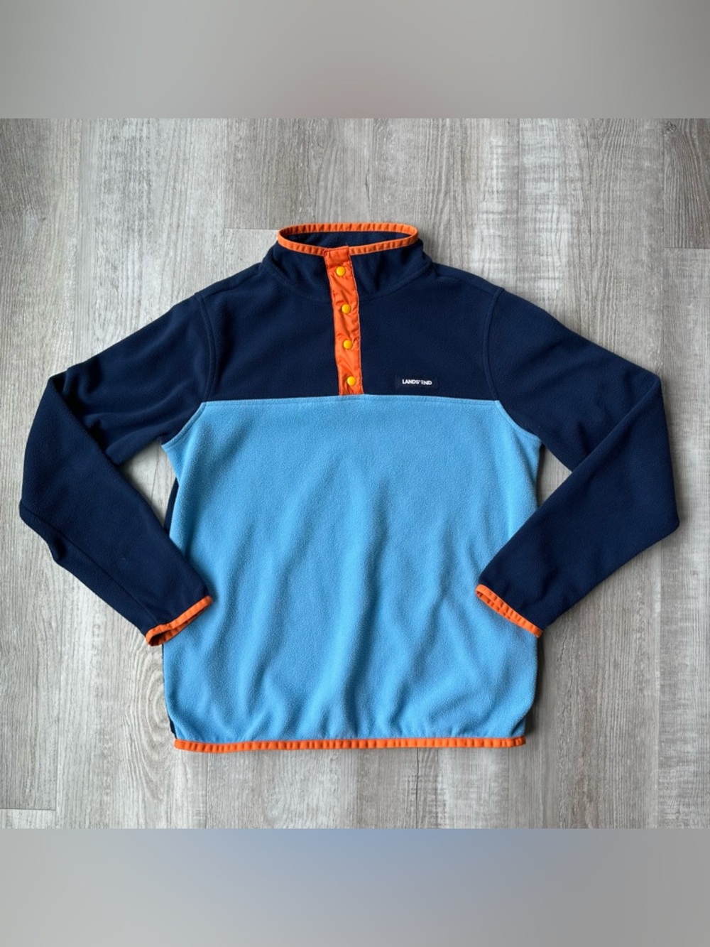 Lands' End Boys Heritage Fleece Snap-Neck Pullover